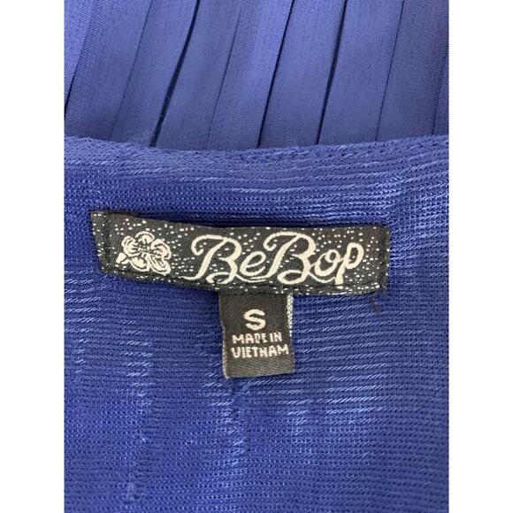 Small Be Bop Blue Dress Pullover Sleeveless Pleated Skirt Sheer Junior - Picture 8 of 9
